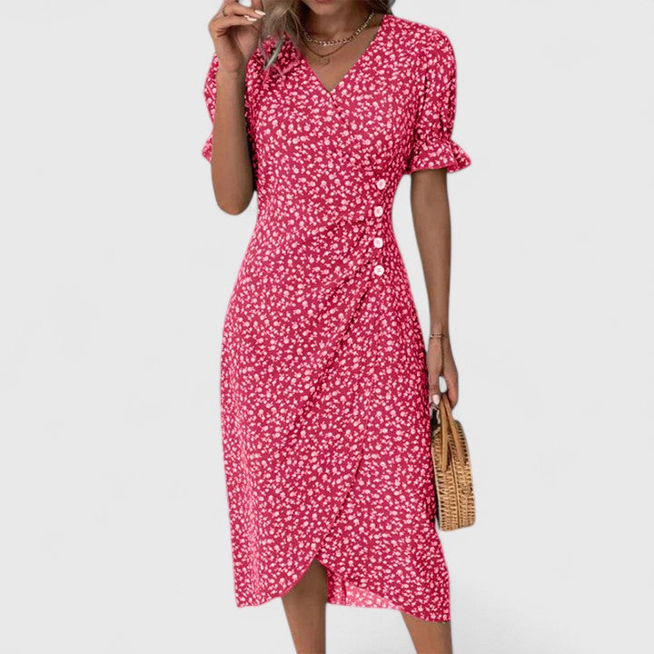 LEILA – BLOOMING CHARM WRAP DRESS