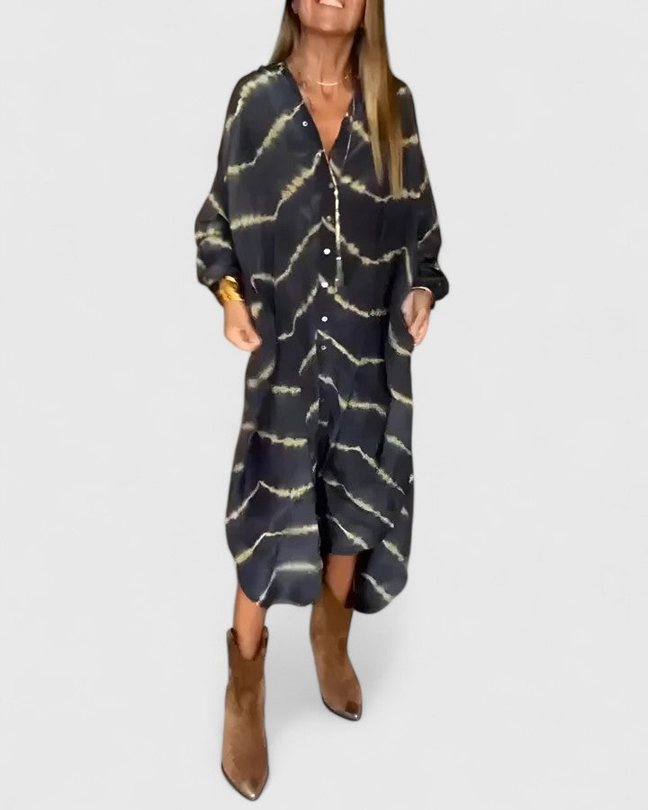 PAISLEY – TIE-DYE DRAPE SHIRT DRESS