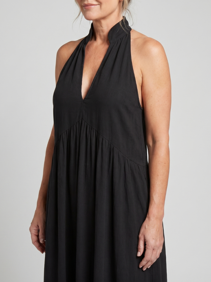 Adelina | Halter Neck Relaxed Flowing Silhouette Midi Dress