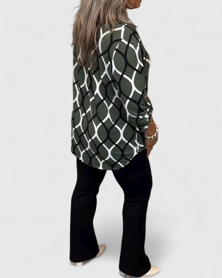 AUTUMN – GEOMETRIC PRINT BLOUSE