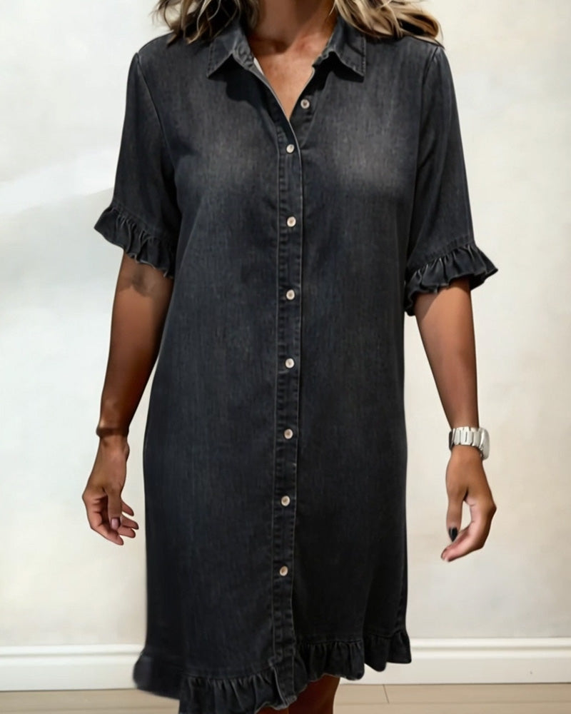 Light Blue Relaxed-Fit Washed Denim Dress