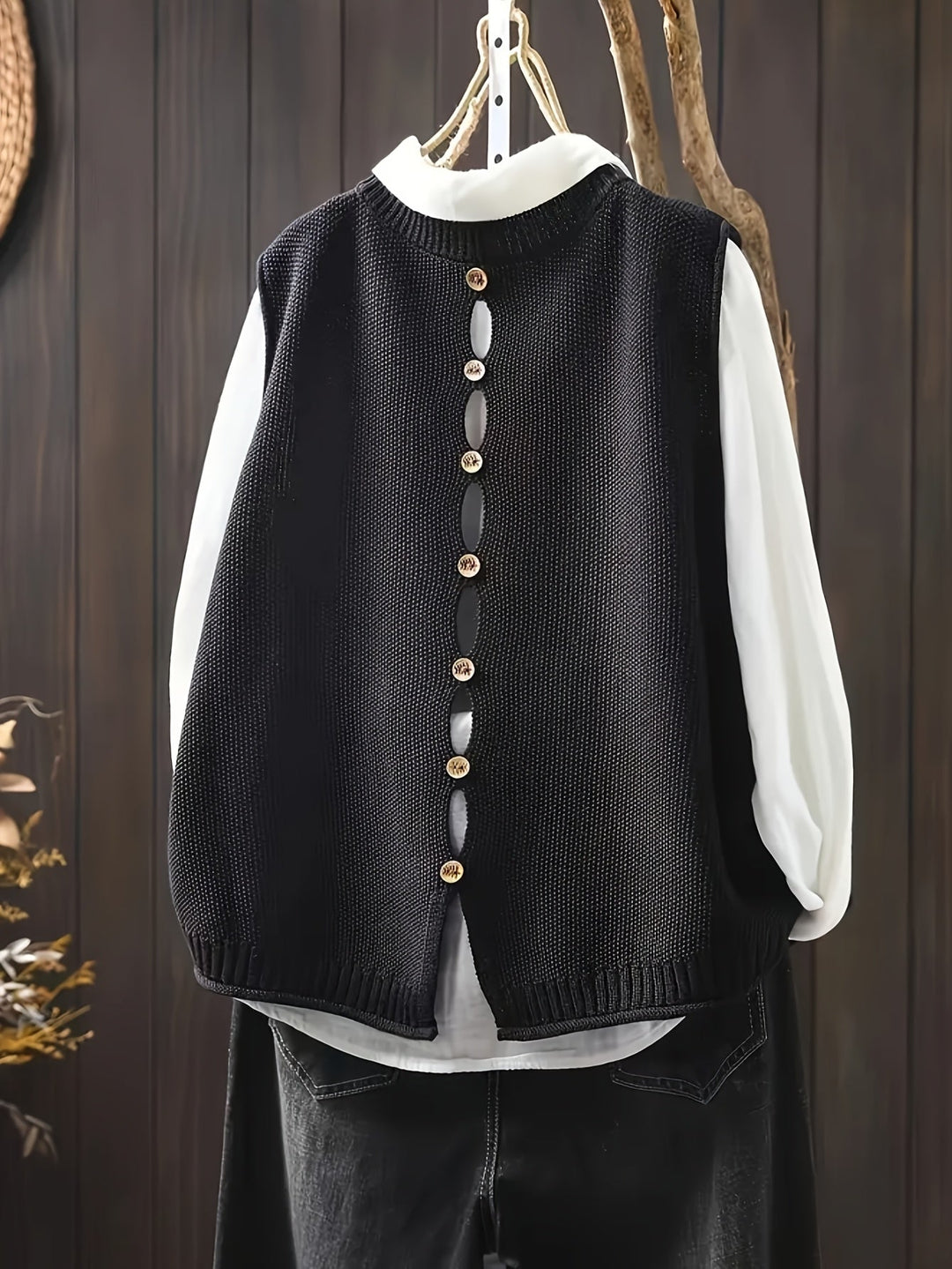 JANE – BACK BUTTON KNIT VEST