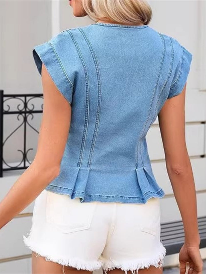 Jasmine | V-Neck Denim Top
