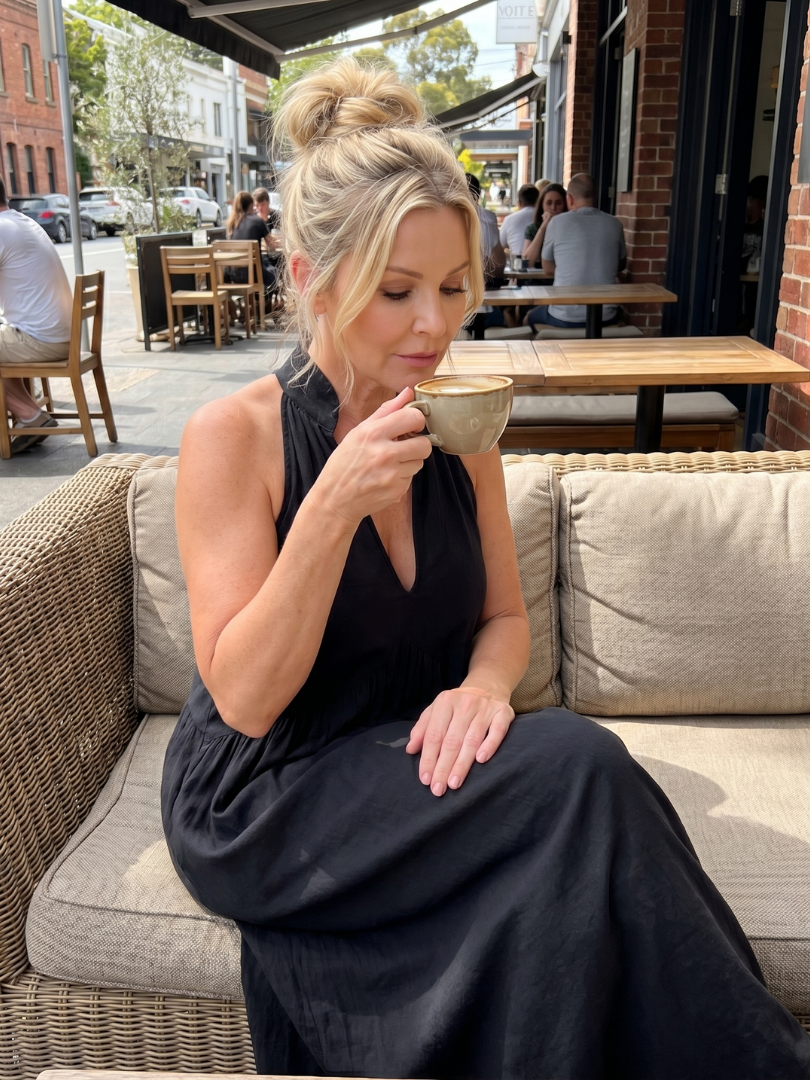 Adelina | Halter Neck Relaxed Flowing Silhouette Midi Dress