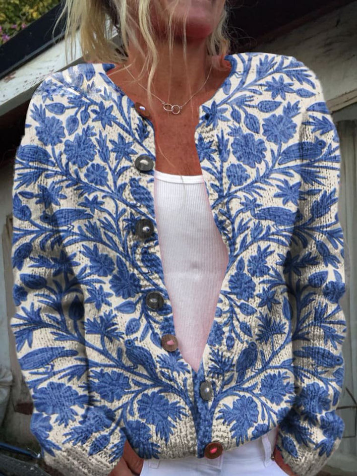 MARA – FLORAL TEXTURED BUTTON-UP CARDIGAN