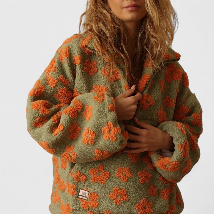 DAISY – RETRO BLOOM SHERPA PULLOVER