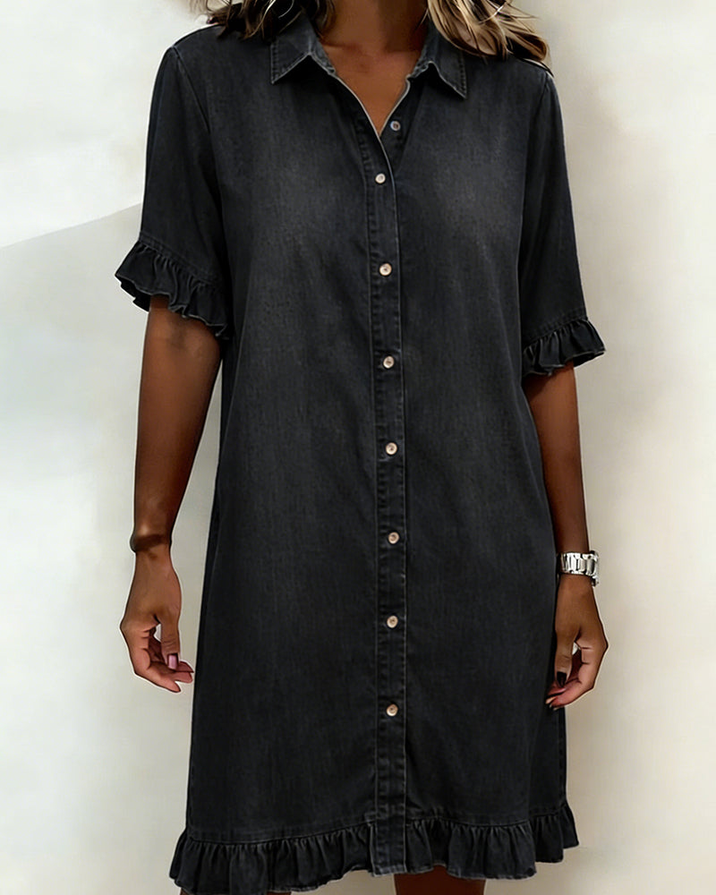 Light Blue Relaxed-Fit Washed Denim Dress