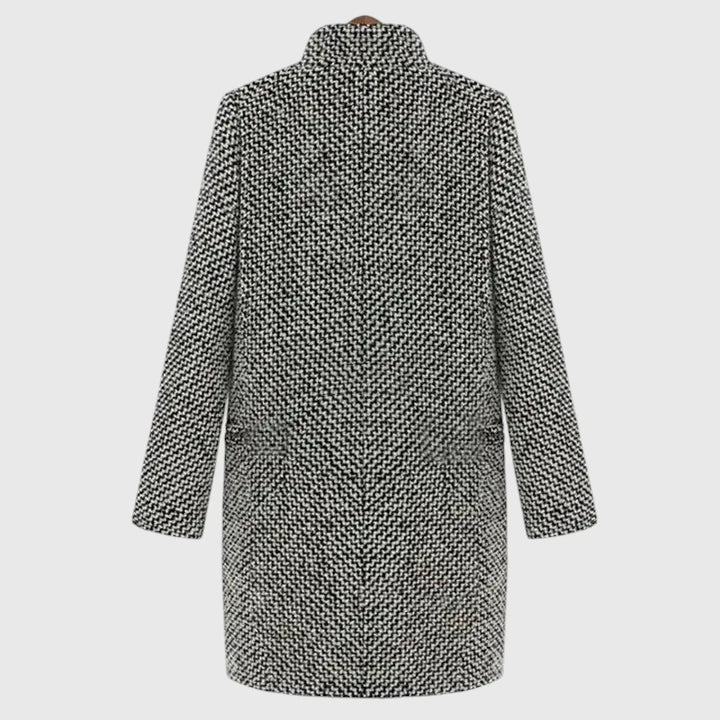 EVANGELINE – ELEGANT HOUNDSTOOTH LONG COAT
