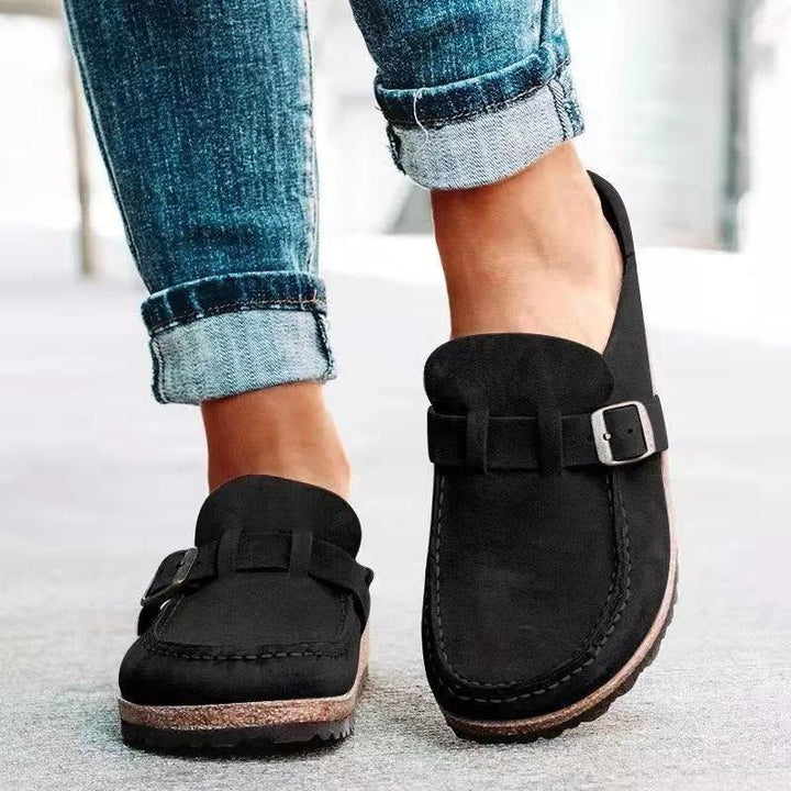 HARLOW – COZY BUCKLE DETAIL SLIP-ON LOAFERS