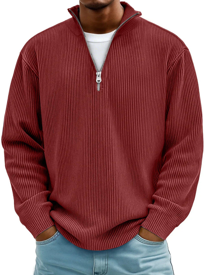 JASON – RELAXED HALF-ZIP RIBBED SWEATER