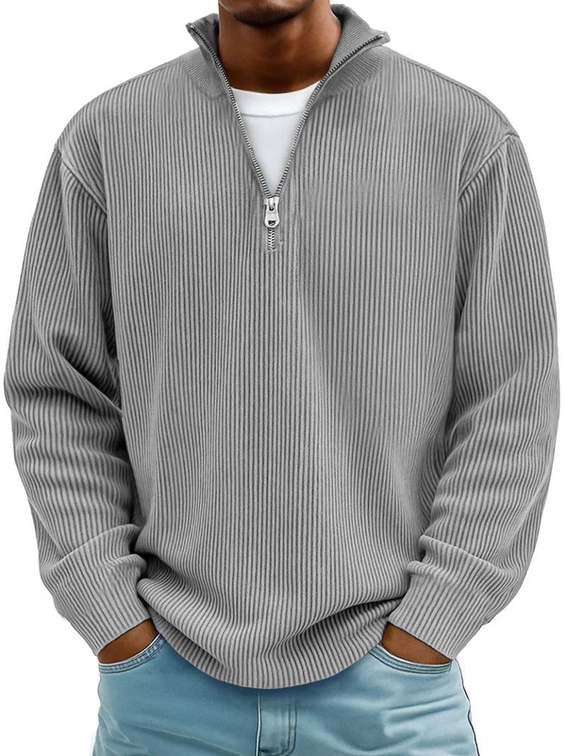 JASON – RELAXED HALF-ZIP RIBBED SWEATER