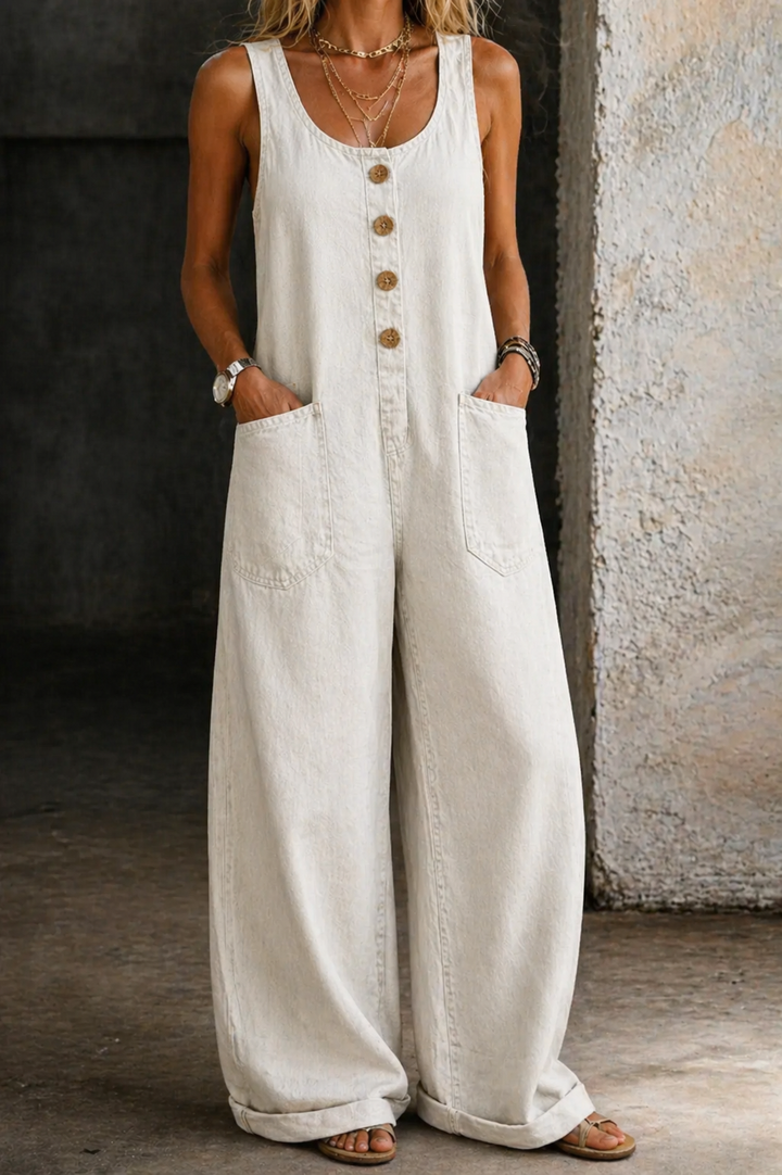 Adeline | Vintage Washed Cotton Denim Overalls