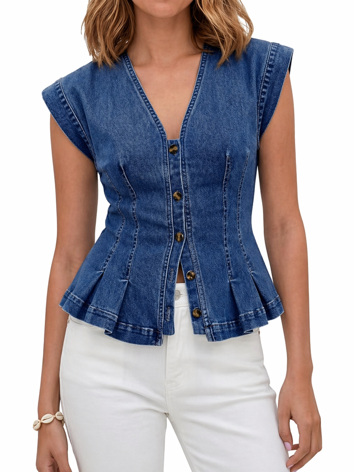 Jasmine | V-Neck Denim Top