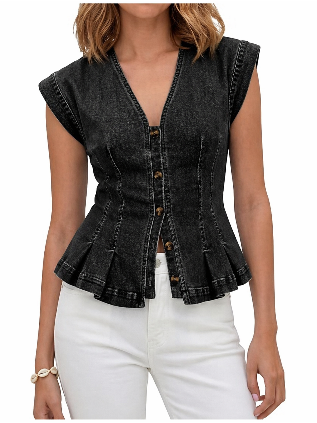 Jasmine | V-Neck Denim Top