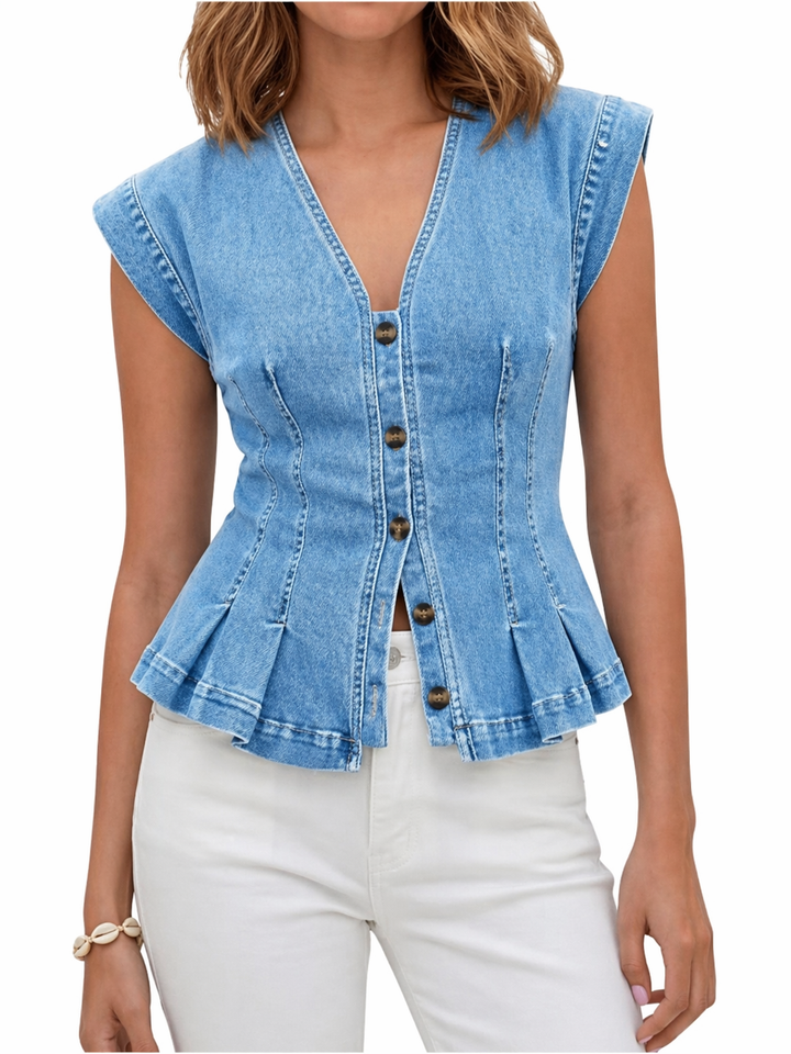 Jasmine | V-Neck Denim Top