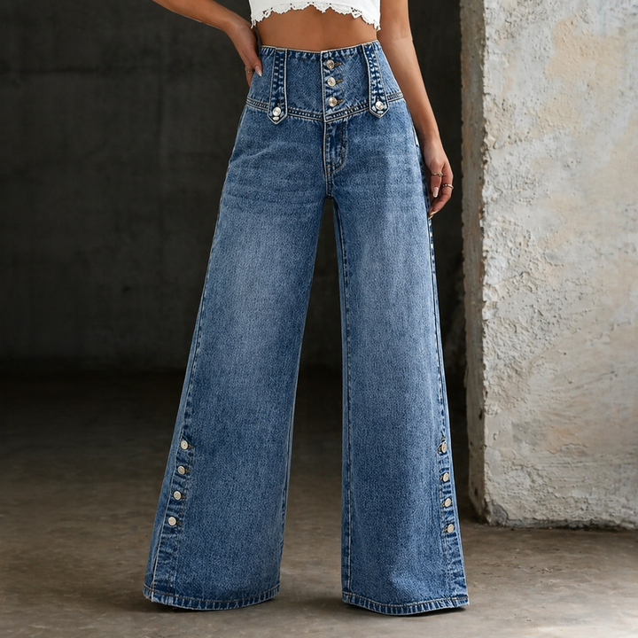 Bella | High Waist Slit Jeans
