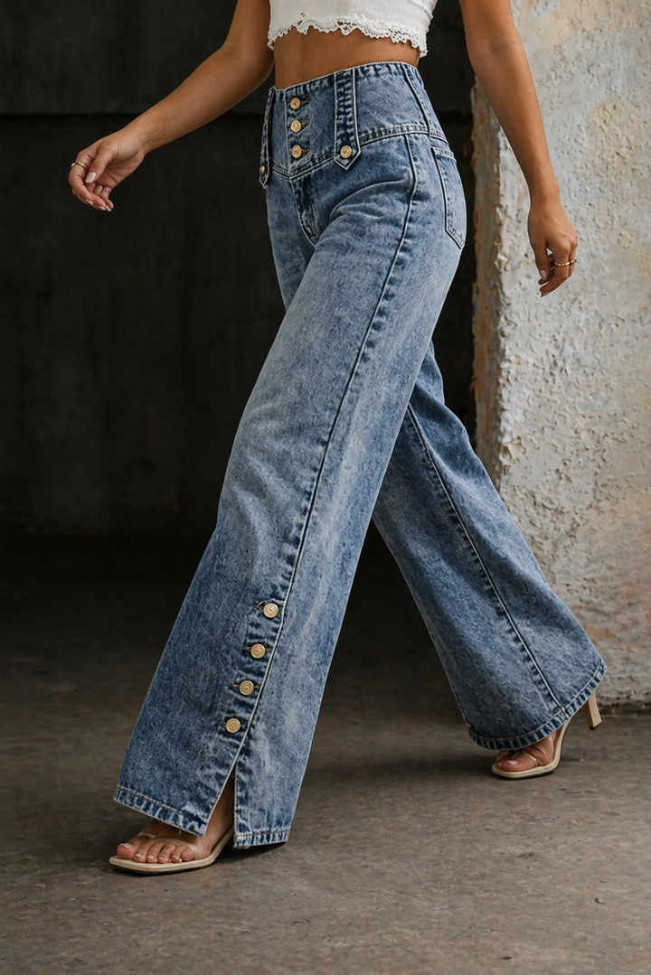 Bella | High Waist Slit Jeans