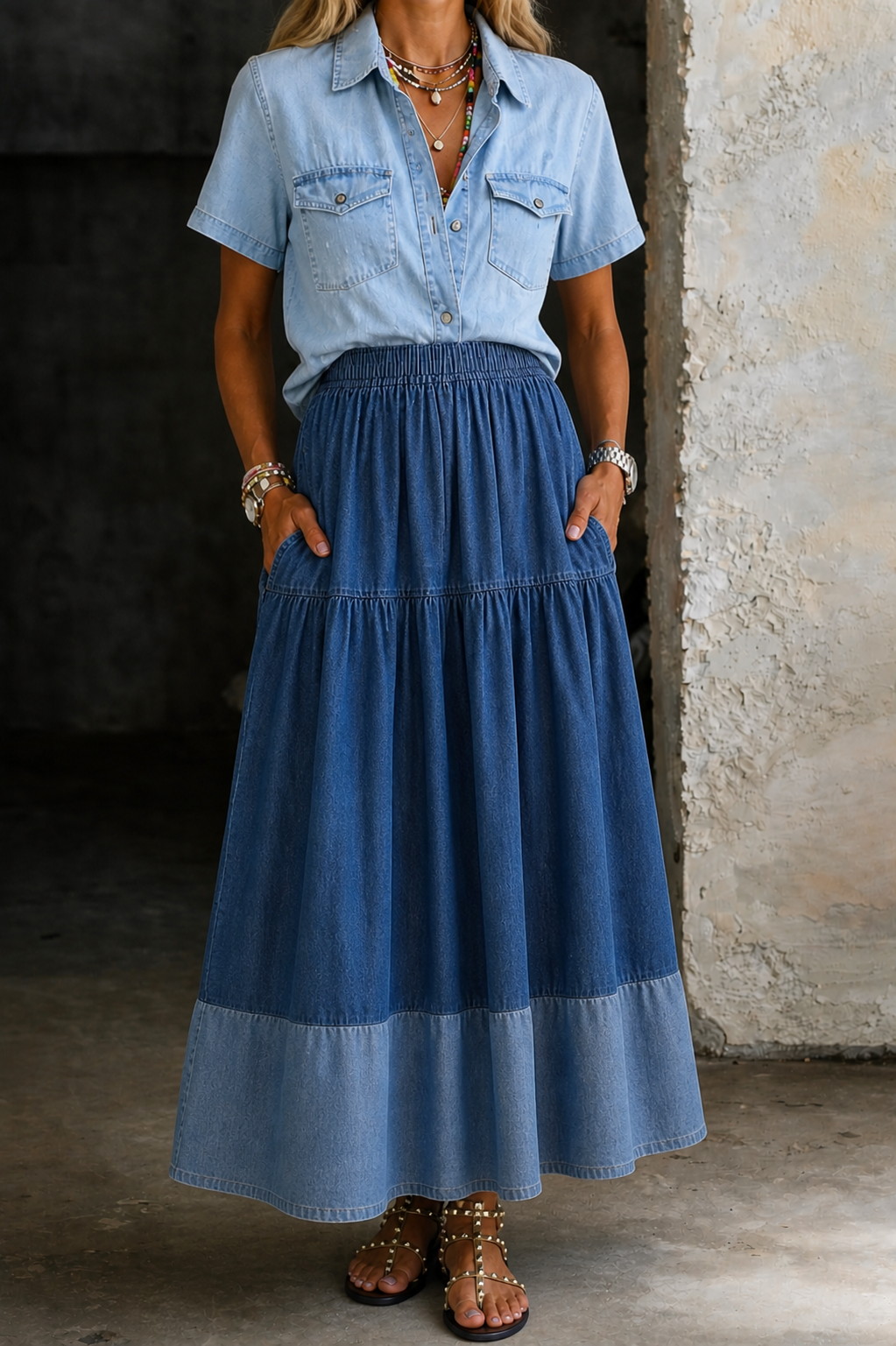 Aaliyah | Elastic Waist Denim Skirt