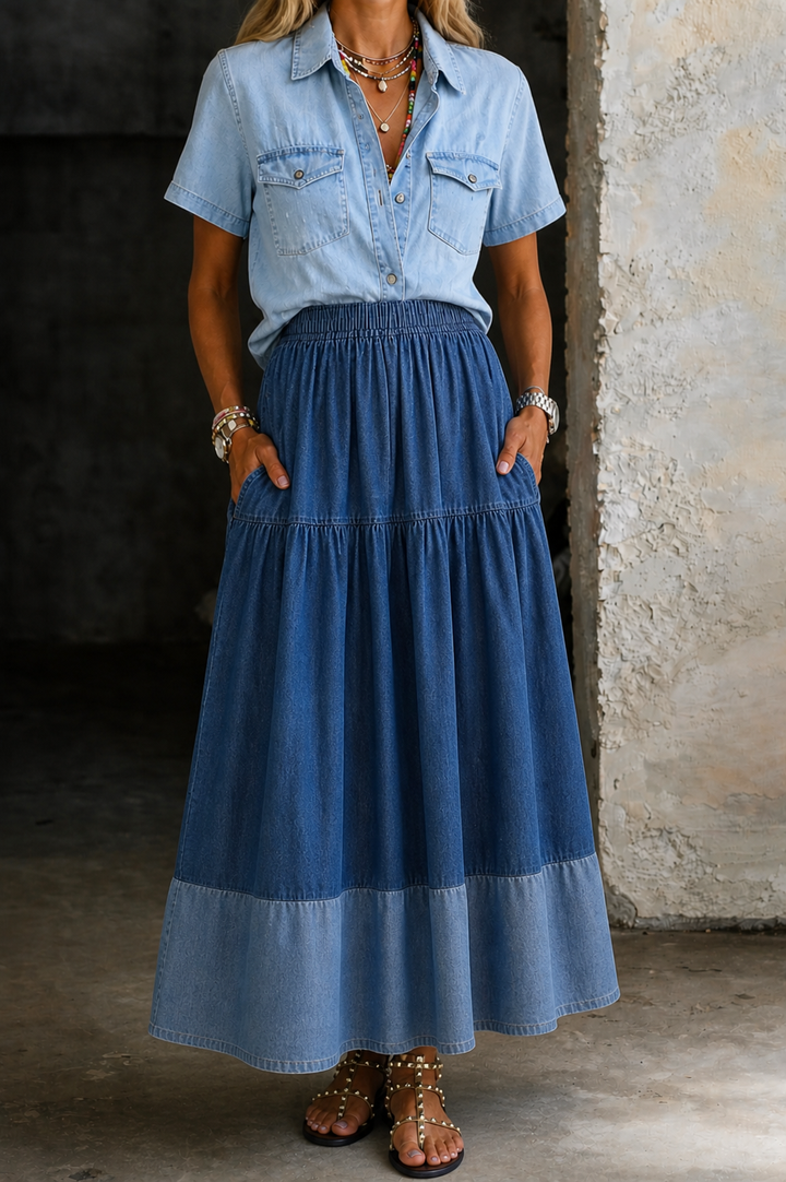 Aaliyah | Elastic Waist Denim Skirt