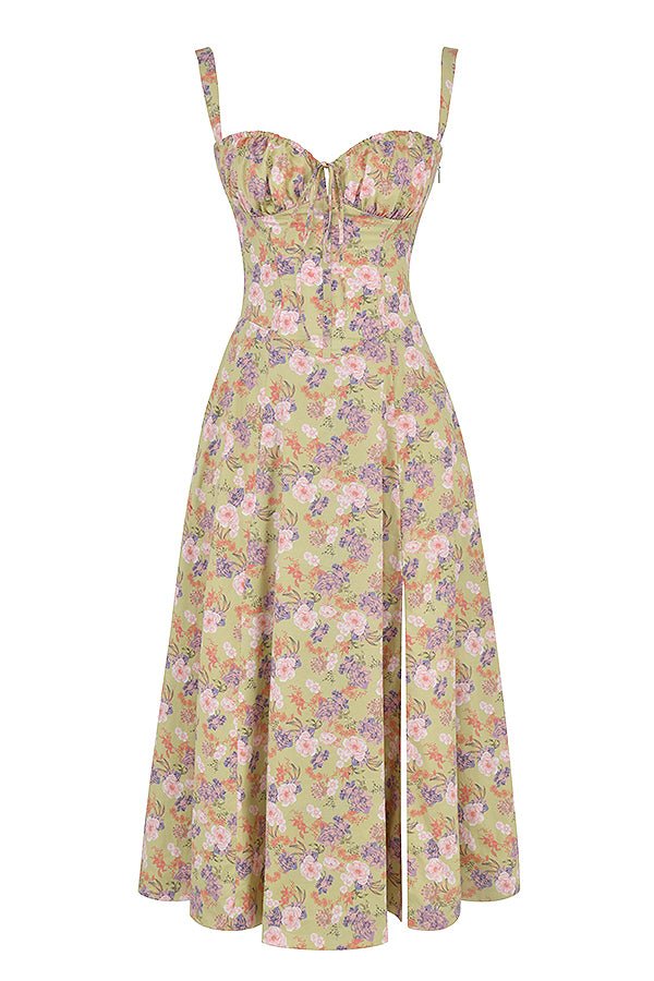 Midi Dress - Tailored Waist, Flowing Skirt
