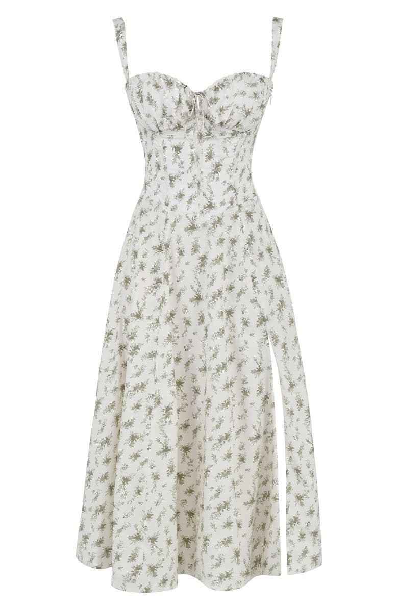 Midi Dress - Tailored Waist, Flowing Skirt