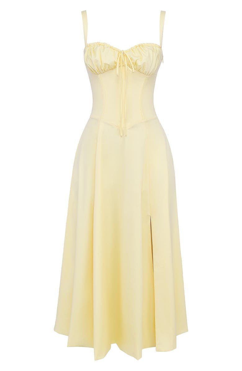 Midi Dress - Tailored Waist, Flowing Skirt