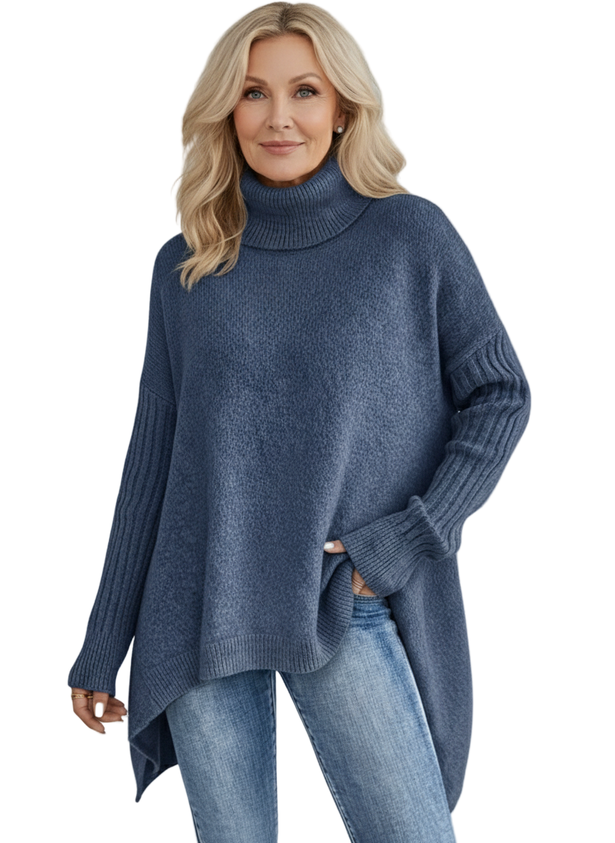 NAOMI – COZY ASYMMETRICAL TURTLENECK SWEATER