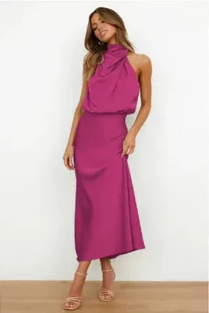 The Elegant Draped Halter Dress