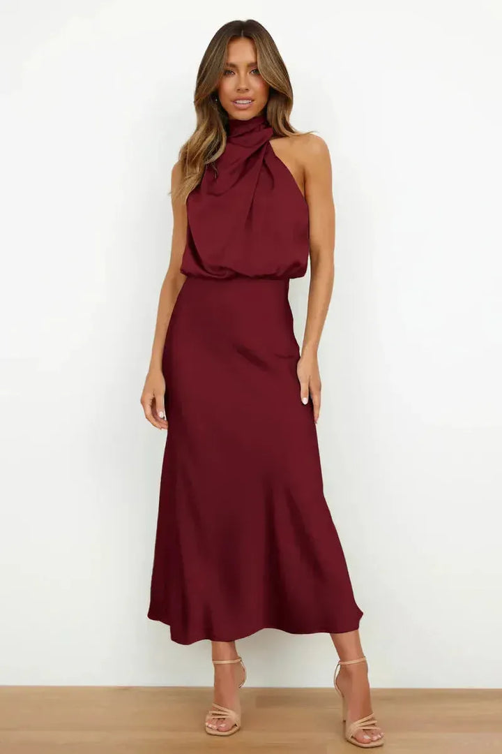 The Elegant Draped Halter Dress