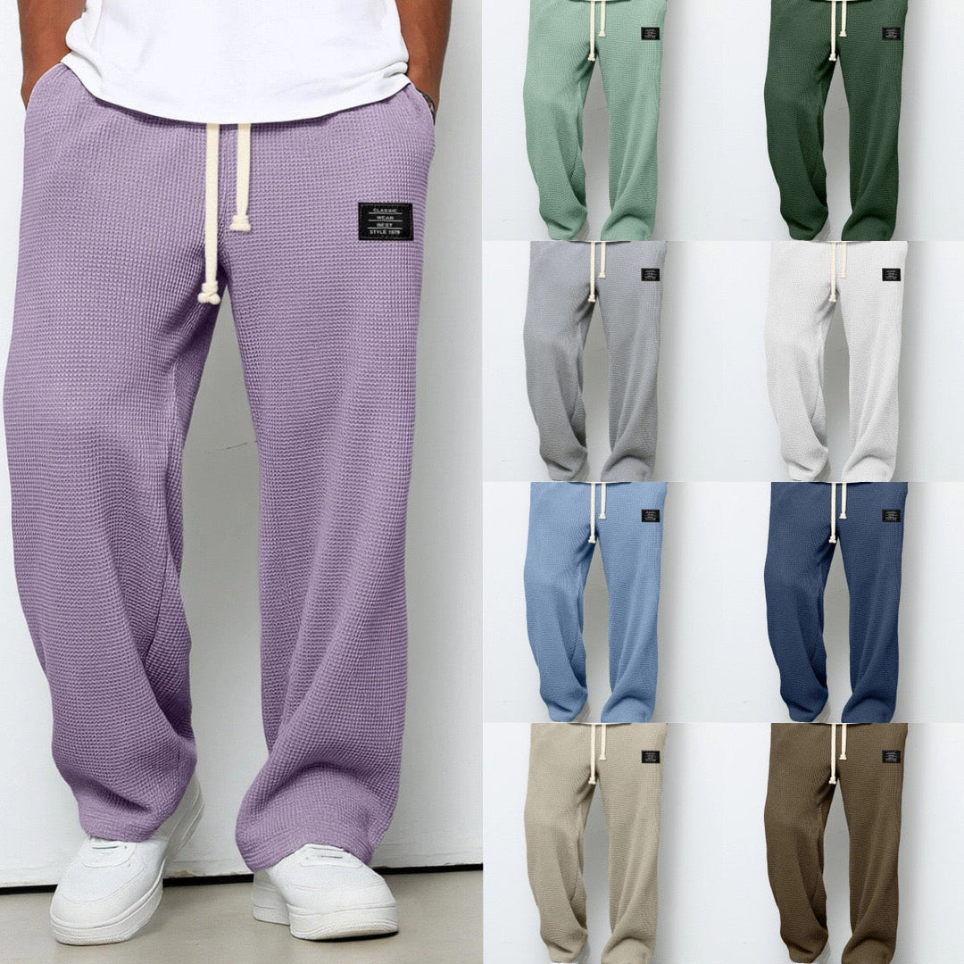 Daved - Casual Waffle Knitted Drawstring Pants