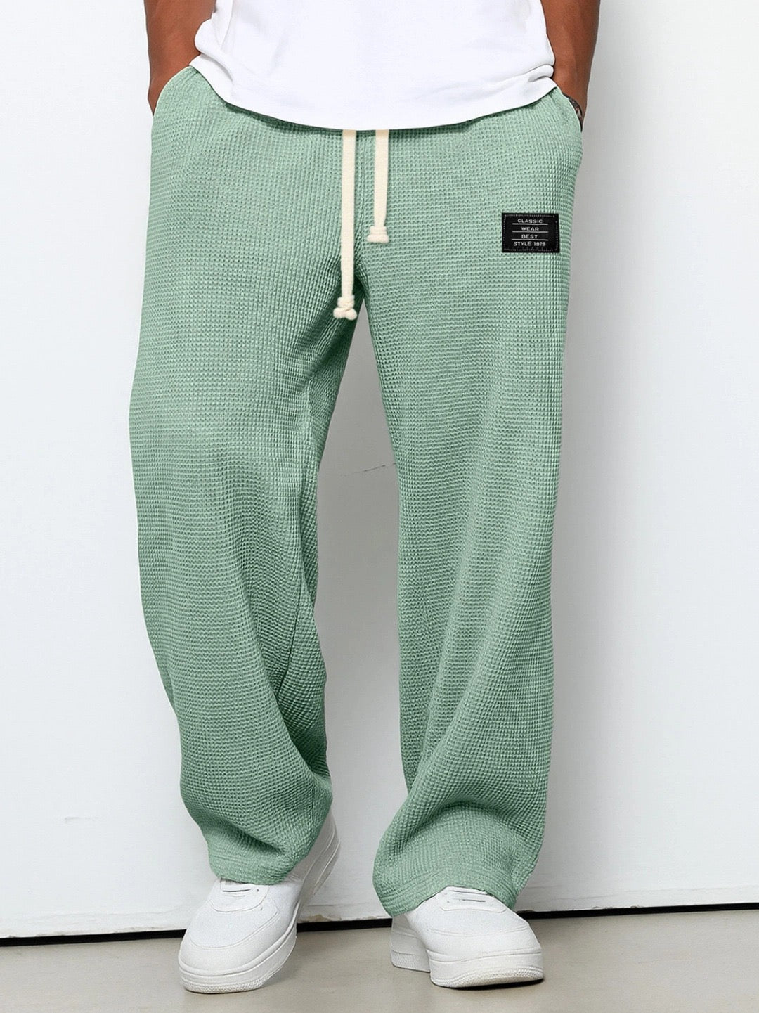 Daved - Casual Waffle Knitted Drawstring Pants