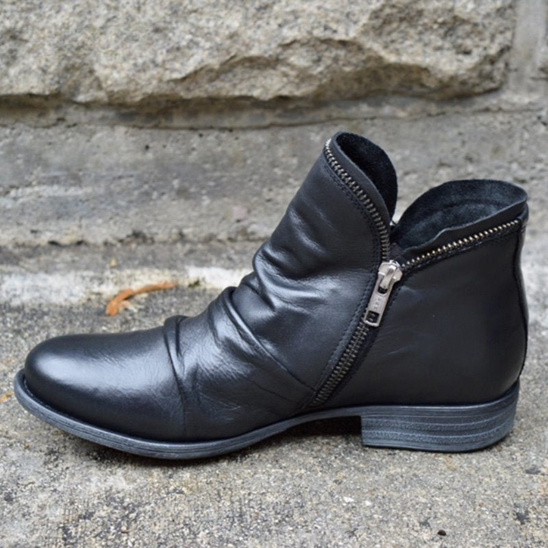 BROOKE – VINTAGE ZIP-UP ANKLE BOOTS