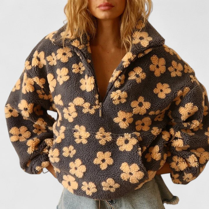 DAISY – RETRO BLOOM SHERPA PULLOVER