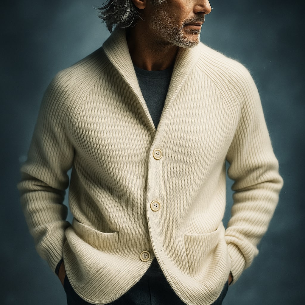 Silvoro - Ribbed Wool Cardigan For Men