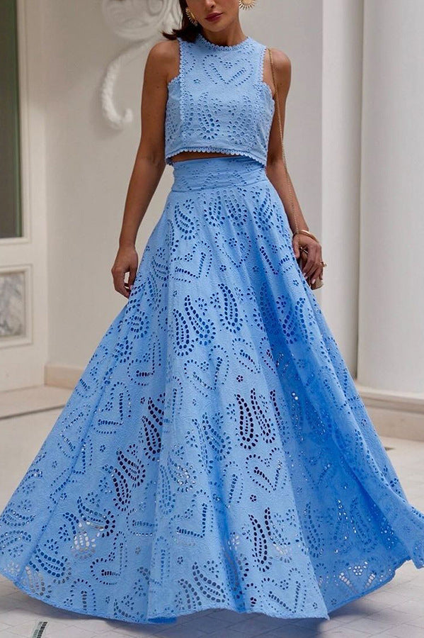 MIREILLE – PARIS DREAM EMBROIDERED LACE SHORT VEST SET