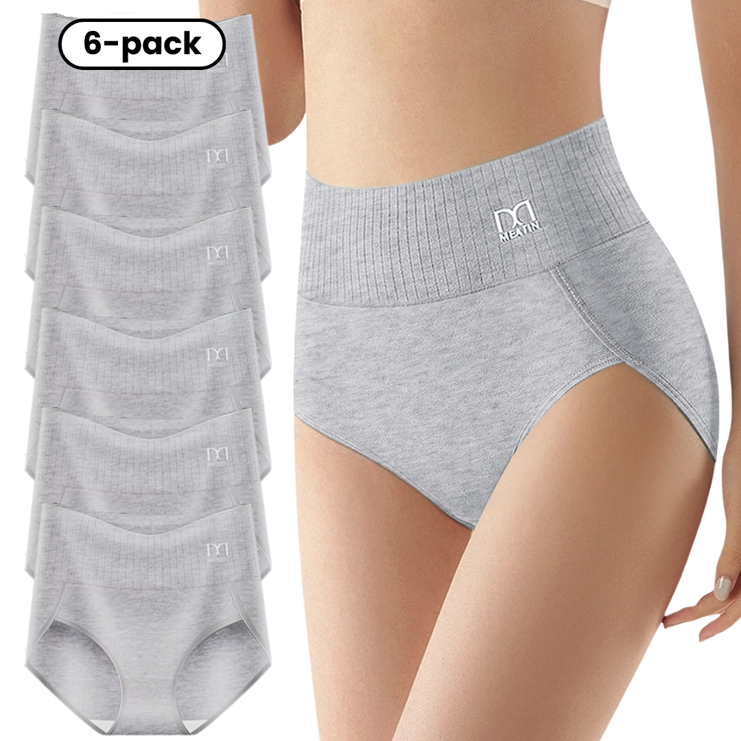 Shaplex – 6-Pack Breathable and Comfortable High-Waisted Panties with Tummy Support