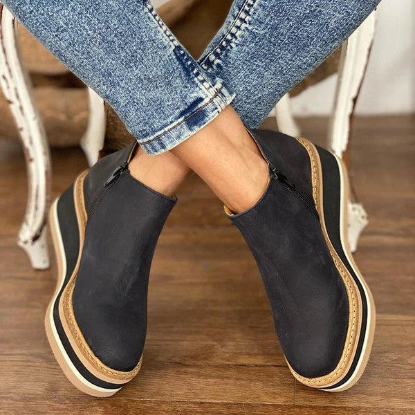 AVA – CHIC PLATFORM SUEDE ANKLE BOOTS