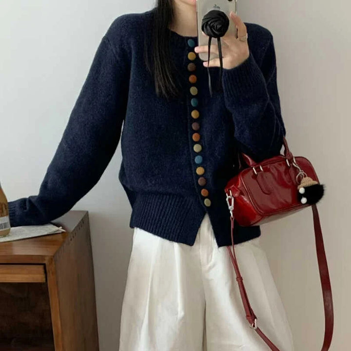 AUDREY – MULTICOLOR BUTTON KNIT CARDIGAN