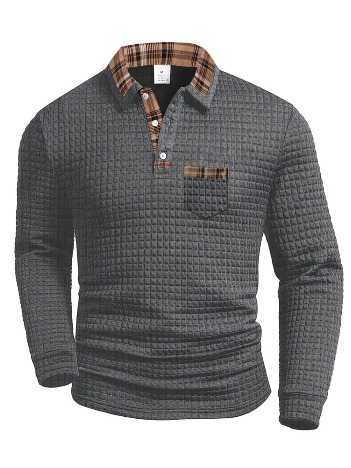 JAMES – PLAID COLLAR TEXTURED LONG SLEEVE SHIRT