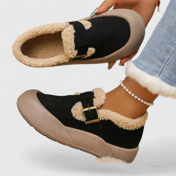 BROOKE – COZY SUEDE BUCKLE SLIPPERS