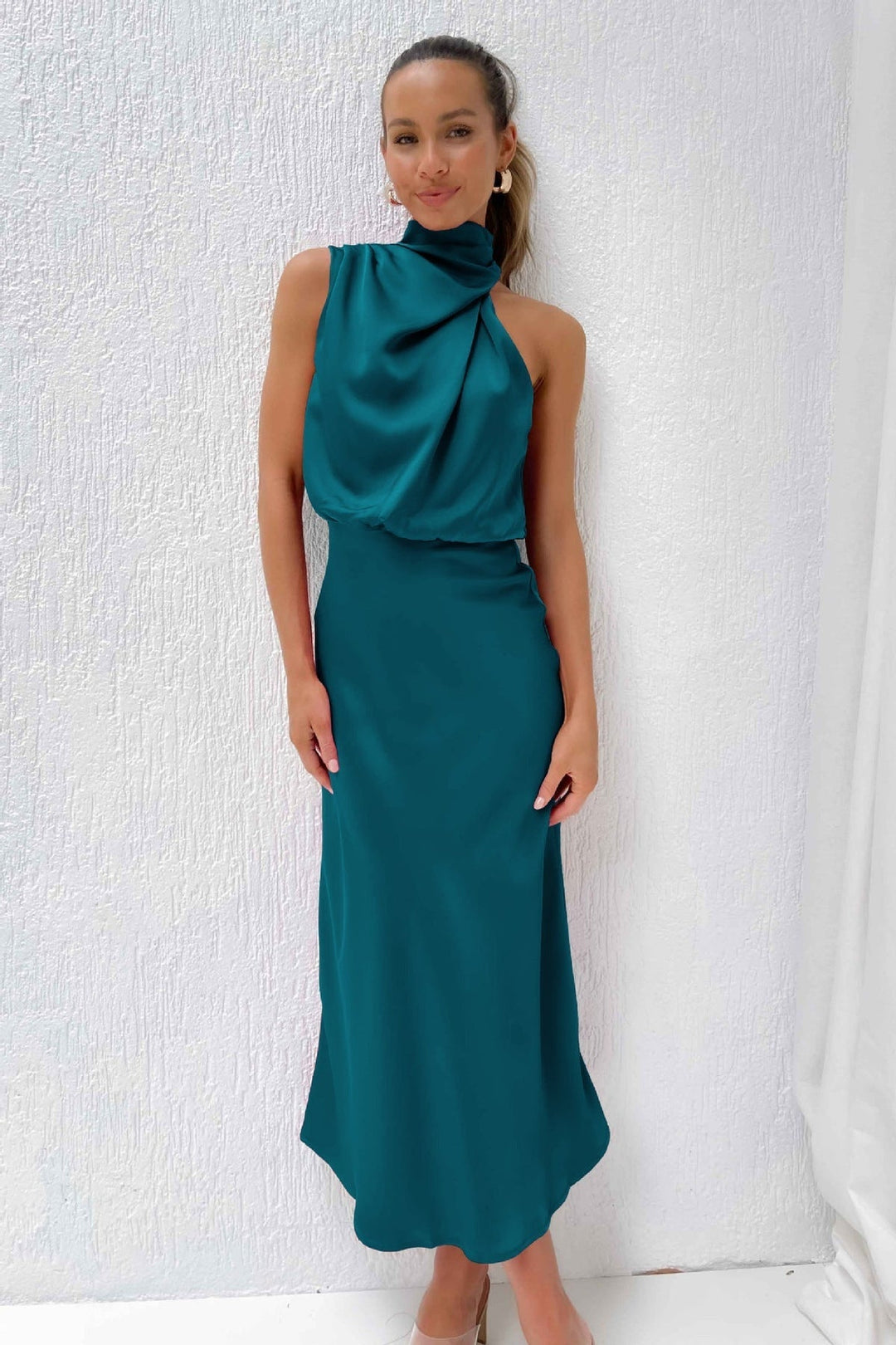 MADDIE – ELEGANT DRAPE NECK DRESS
