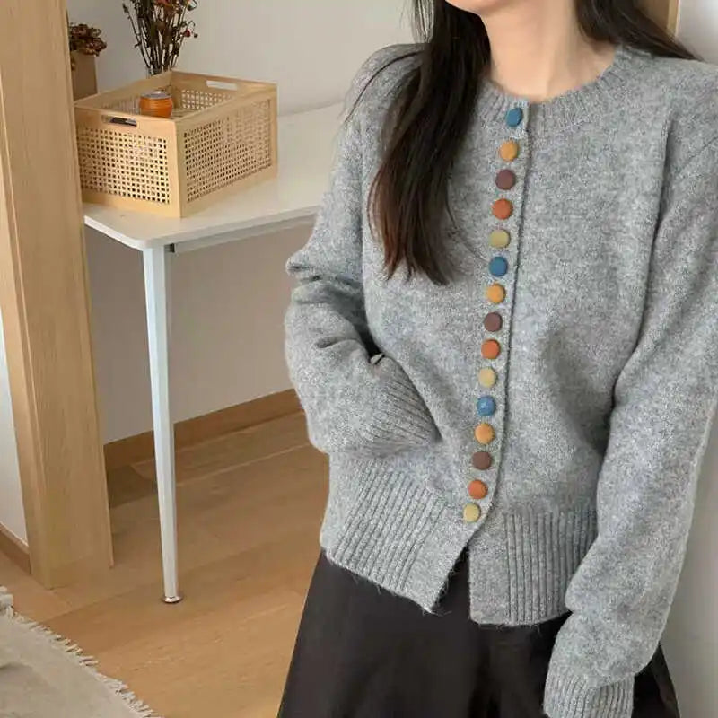 AUDREY – MULTICOLOR BUTTON KNIT CARDIGAN