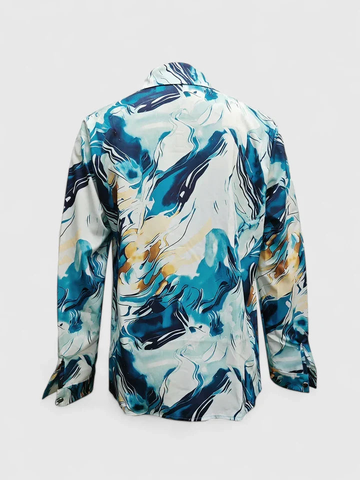 SHAINA – ABSTRACT MARBLE BUTTON-DOWN