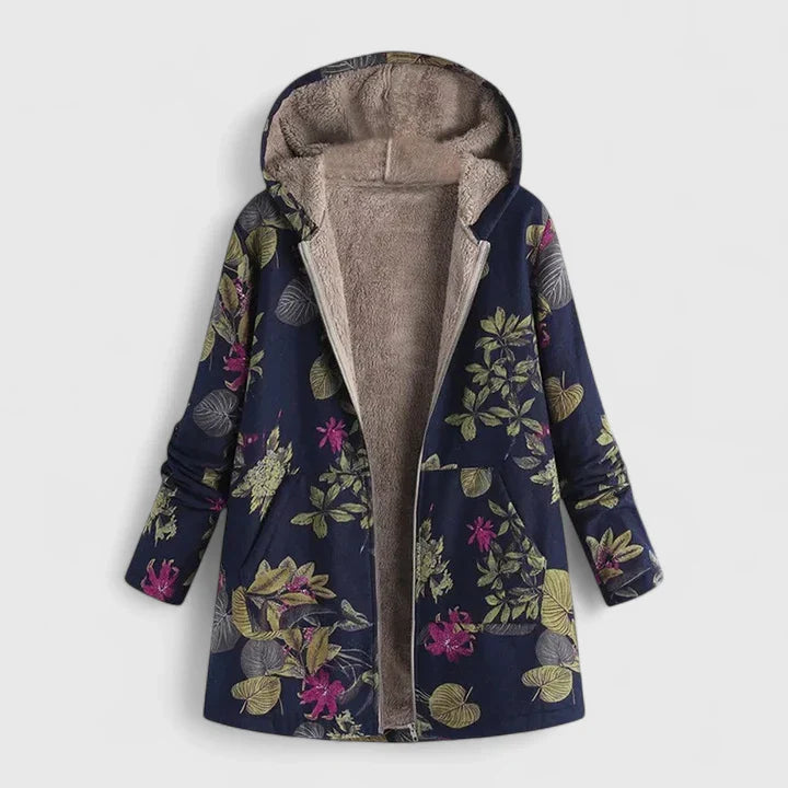 CARRIE – COZY FLORAL HOODED COAT