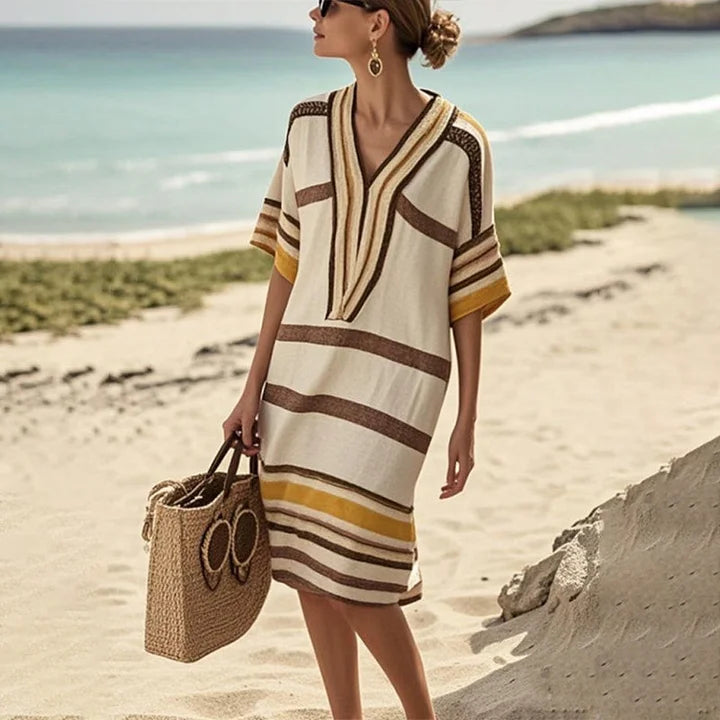JANELLE – RELAXED STRIPED KAFTAN DRESS