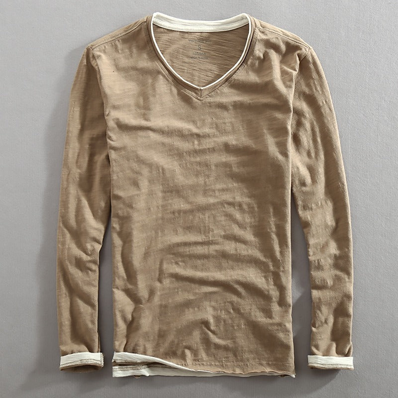 JAMES – LAYERED LONG SLEEVE V-NECK TEE