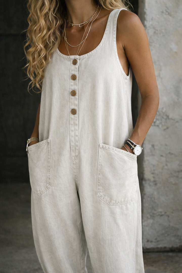 Adeline | Vintage Washed Cotton Denim Overalls