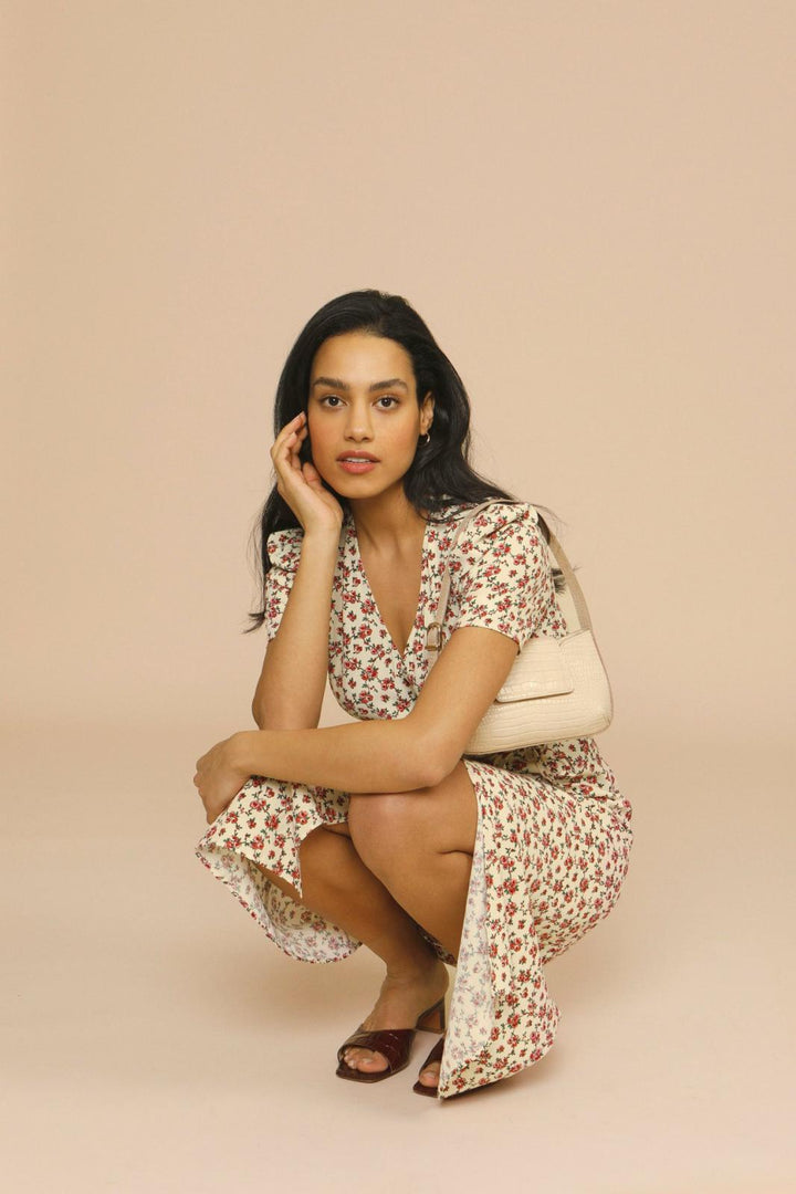 Midi Dress - Floral, V-Neck