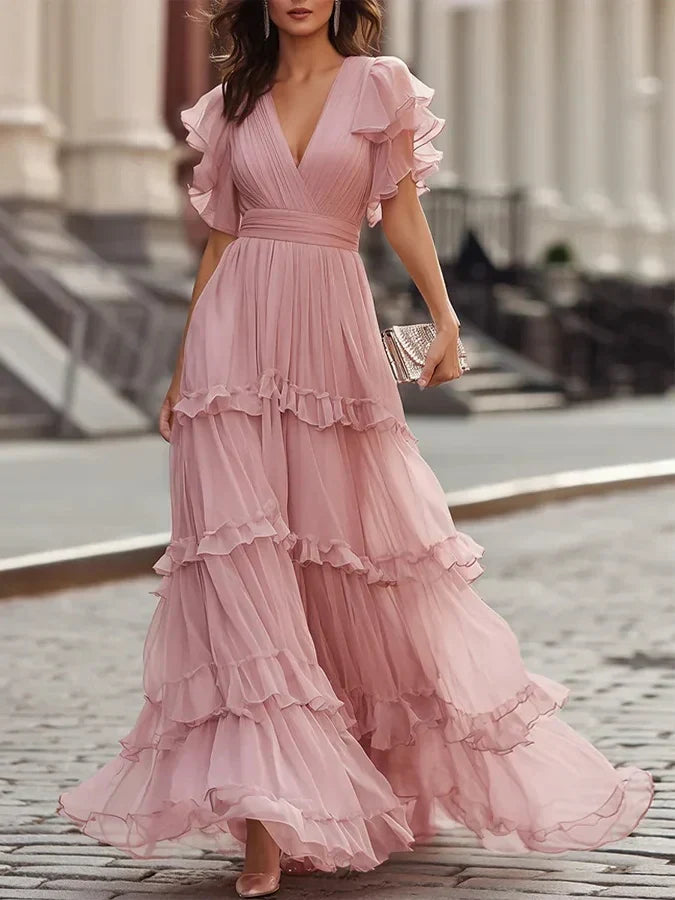 Penny | Light Pink Elegant Wedding Maxi Dress