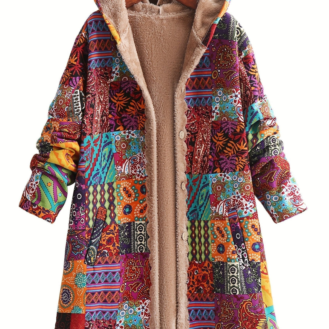 LENA – PATCHWORK SHERPA-LINED HOODED COAT